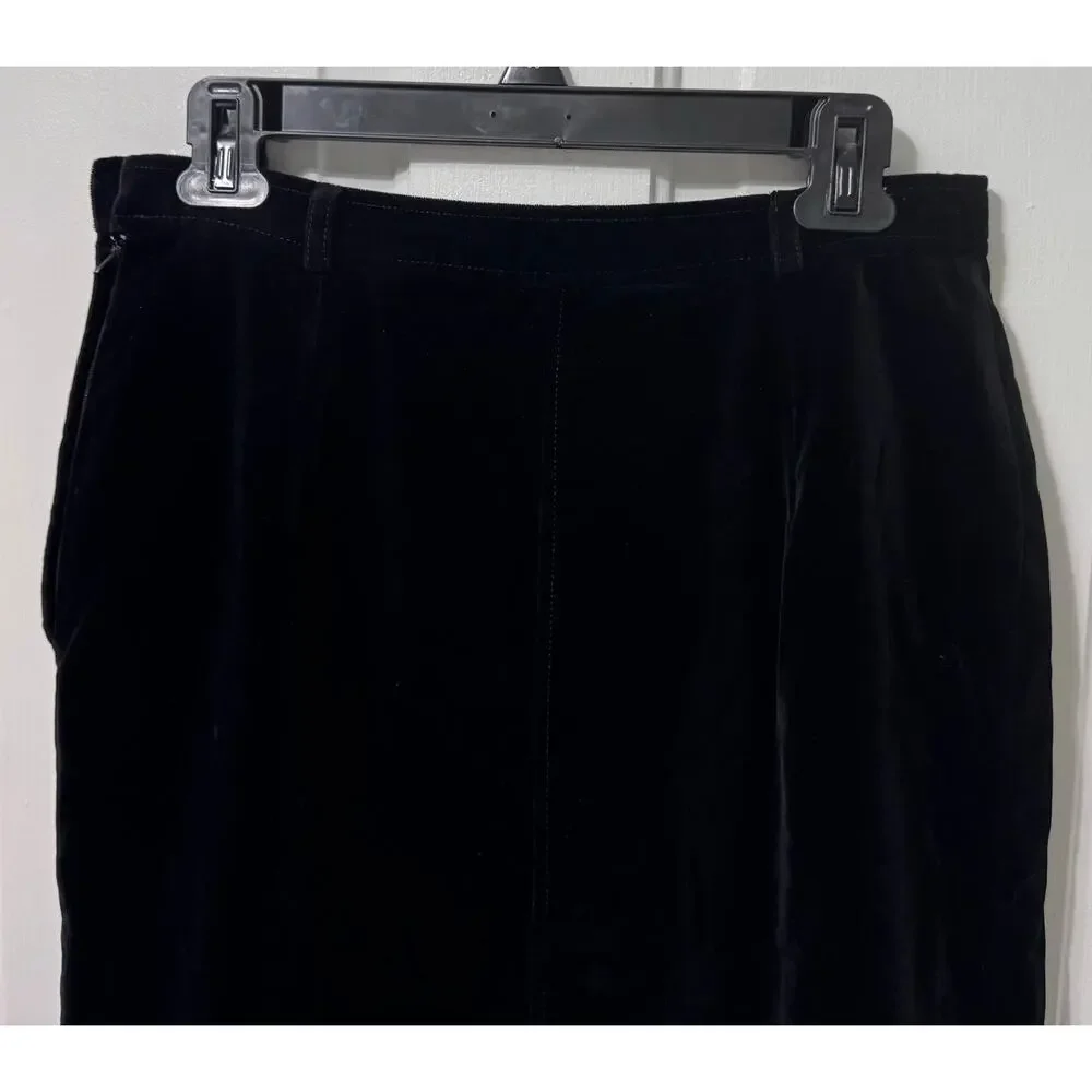 Vintage Auth. Gucci Black Velvet Midi Pencil Skirt Size 46/M - Picture 6 of 9